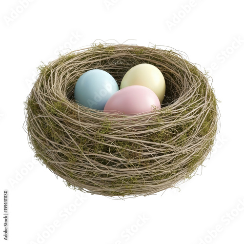 Pastel Easter Eggs in Nest
