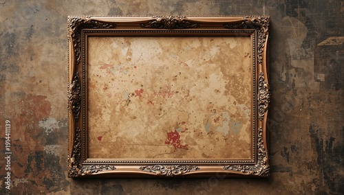 Empty Frame on a Textured Wall Shows Wear From Age and Time