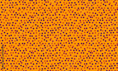 Abstract autumnal pattern with subtly shifting orange and dark red dots.  A versatile design ideal for backgrounds, textures, or fabric prints evokes warmth, energy, and fall festivities.