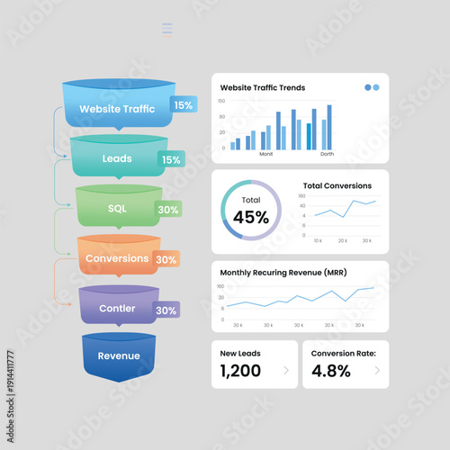 Sales Funnel Dashboard Infographic Template