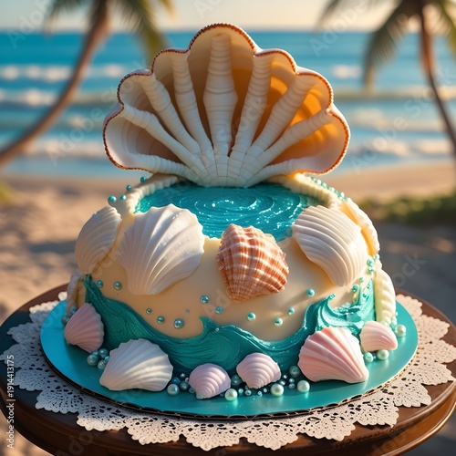 cake with sea shell 