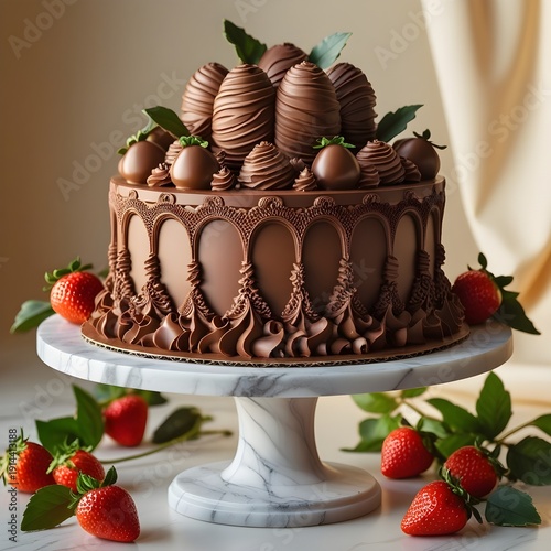 chocolate cake with strawberries