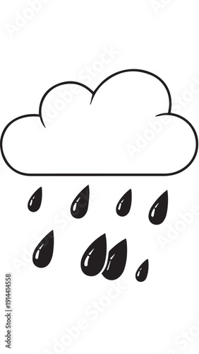 Cloud with rain icon: overcast sky and raindrops conveying wet weather scene.
