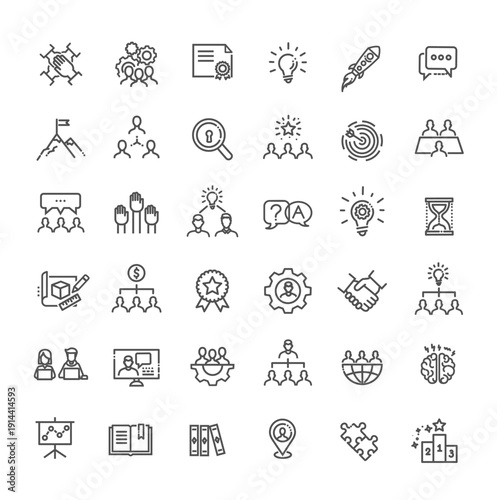 Teamwork Icons. Business teamwork, team building