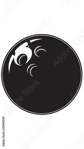 Closeup of a sleek black bowling ball emphasizing sport equipment.