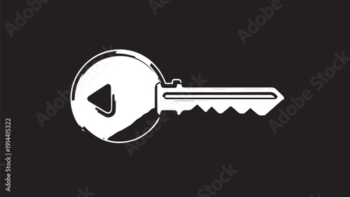 Minimal white key icon on dark background suitable for UI design and branding.
