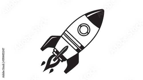Minimal Monochrome Rocket Icon Symbolizing Space Technology and Launch.