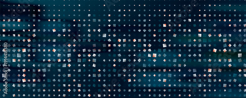 Dark BLUE vector pattern with colored spheres. Geometric sample of repeating circles on white background in halftone style.