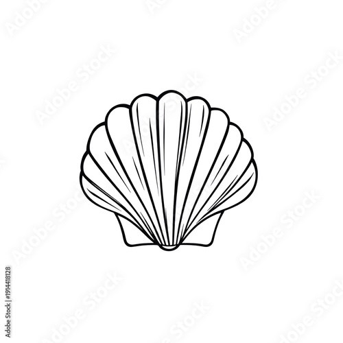 Sand gaper Sea Shell isolated on a transparent. Vector illustration in outline style. For cards, logo, decorations, invitations