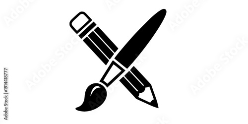 pencil paintbrush glyph flat vector icon
