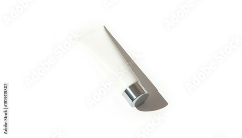 Metal whisk with silver handle and white body on plain background for mixing and blending ingredients in kitchen