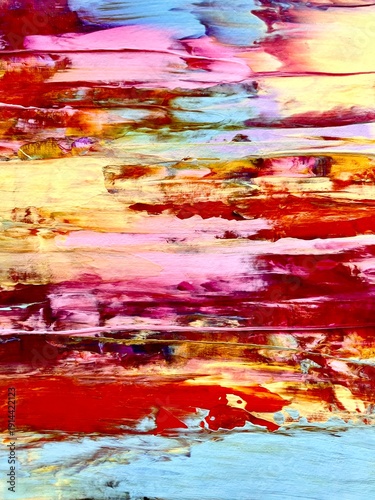 Foto Colorful Abstract Acrylic Painting with Expressive Brush Strokes