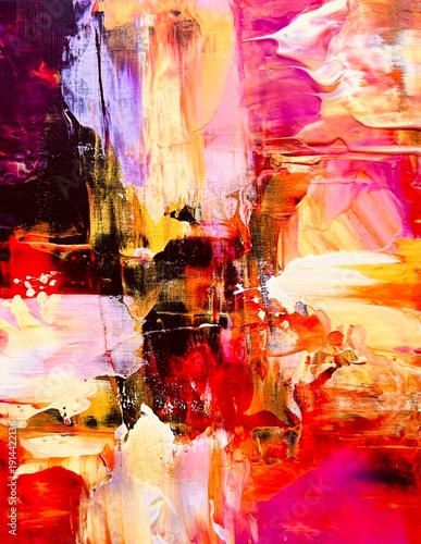 Colorful Abstract Acrylic Painting with Expressive Brush Strokes. Contemporary Art 