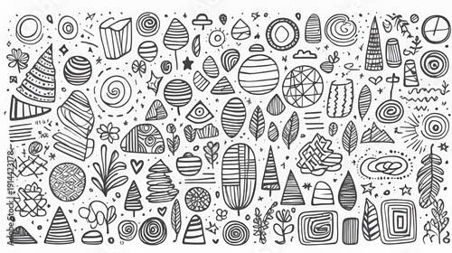 Hand-Drawn Sketchy Doodle Elements Collection. bstract Scribbles, Comic Line Art Accents, and Creative Black and White Decorative Set