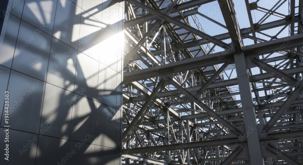 Fototapeta premium Industrial metal structure with sunlight
