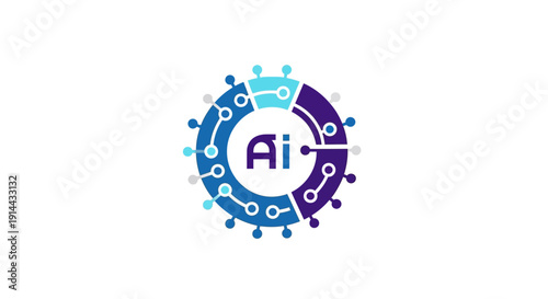 Artificial Intelligence Logo Design Concept with Circuit Elements.
