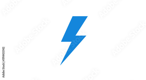Blue Lightning Bolt Power Symbol on Isolated White Background