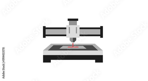 Modern CNC Machine Icon for Industrial Manufacturing Isolated on White Background, Representing Automation
