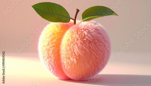 apricot on pink background, AI Image