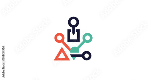 Colorful geometric shapes and symbols.