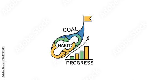 Colorful Habit Goal Progress Chart Graph.