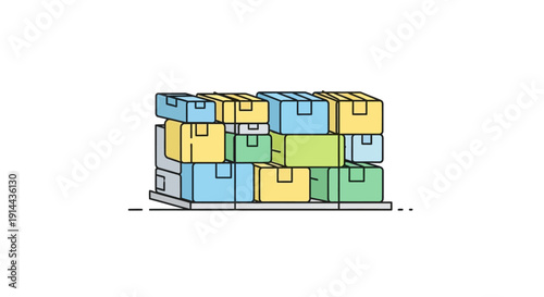 Colorful Shipping Containers Stacked Together.