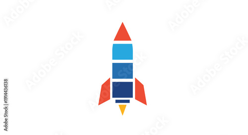 Colorful Rocket Ship Icon Design.