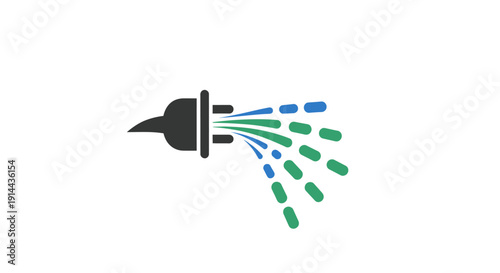 Colorful shower head with water drops.