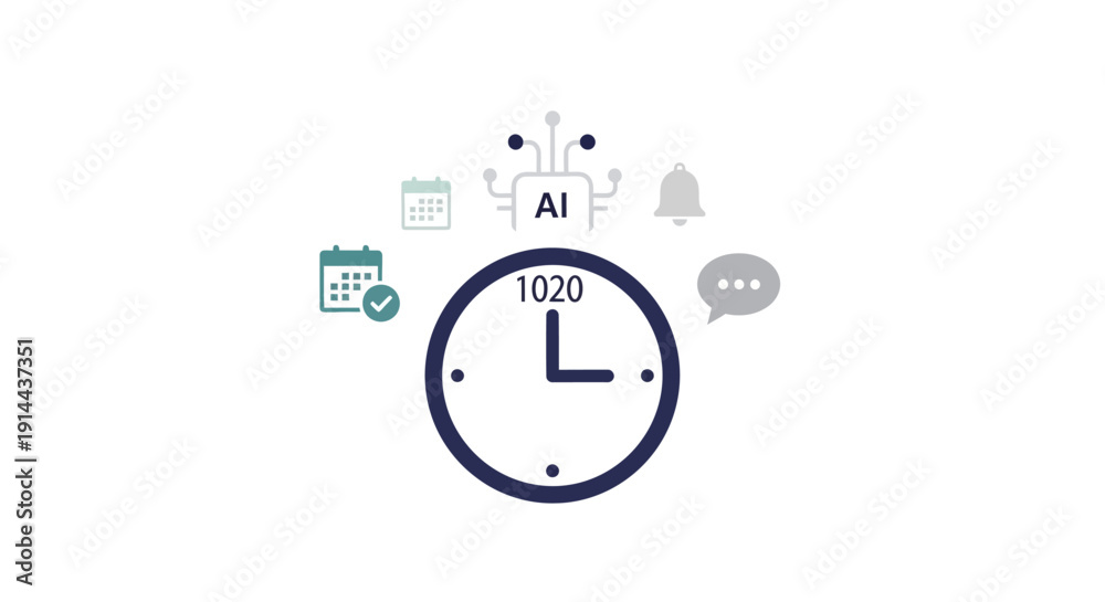 Fototapeta premium Digital clock with smart symbols.