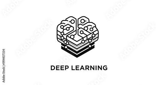 Deep Learning Brain Icon Illustration.