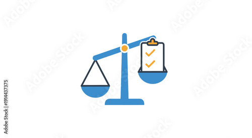 Digital illustration of a balance scale icon.
