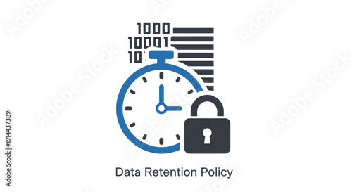 Digital Security Lock with Stopwatch Icon.
