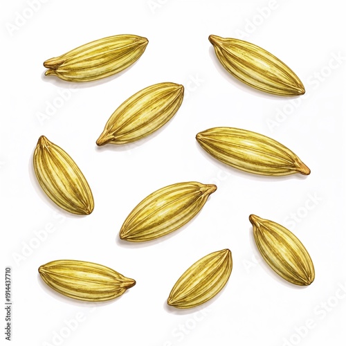 Wallpaper Mural Cardamom Elaichi spice front view scattered pods layout watercolour painting illustration for food packaging label design Torontodigital.ca