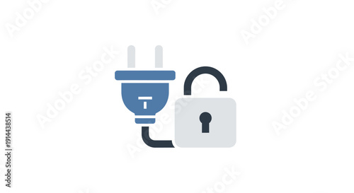Electric Plug Connected to Padlock Illustration.