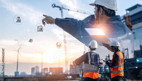 construction workers on a site.