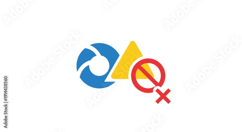 Female Symbol Cancelled with Shapes Nearby.