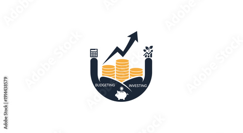 Financial Growth Symbol with Stacked Coins.
