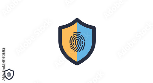 Fingerprint Icon on Shield Logo Design.