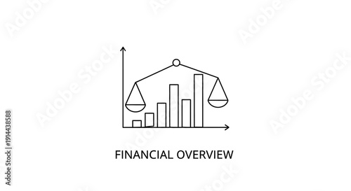 Financial Overview Graph with Scales Illustration.