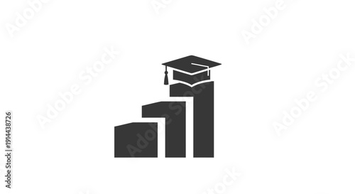 Graduation Cap on Rising Bar Graph.