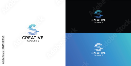 Digital technology logo icon vector. S initial logo design.