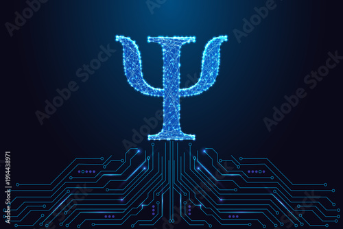Digital Psychology Symbol. Mental Health, AI Therapy and Neurotech Vector Illustration