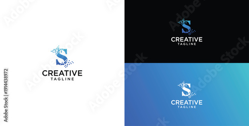 Digital technology logo icon vector. S initial logo design.