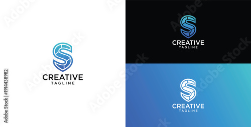 Digital technology logo icon vector. S initial logo design.