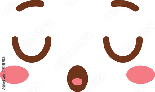 Kawaii Face Sleeping Emoji Line Art