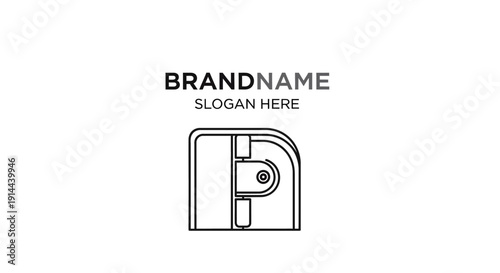 Simple Black Line Art Safe Deposit Box Icon.