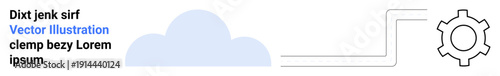 Cloud with connecting lines leading to a gear symbolizing cloud technology, automation, and integration. Ideal for software development, automation, cloud computing, technology, innovation, process