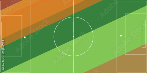 Design banner illustration layout championship greeting card above Football and basketball field. card above Realistic soccer and basketball field. classic football playground postcard