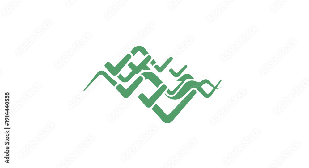 Fototapeta premium Green Arabic Calligraphy Symbol Design.