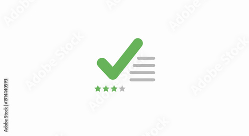 Green Check Mark with Stars Rating.